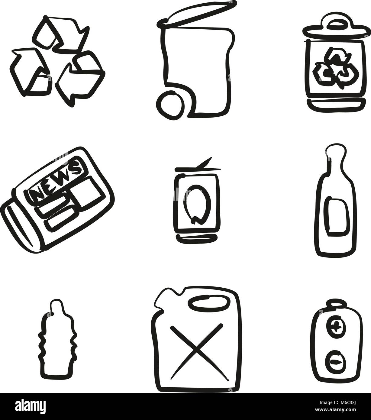 Recycling Icons Freehand Stock Vector