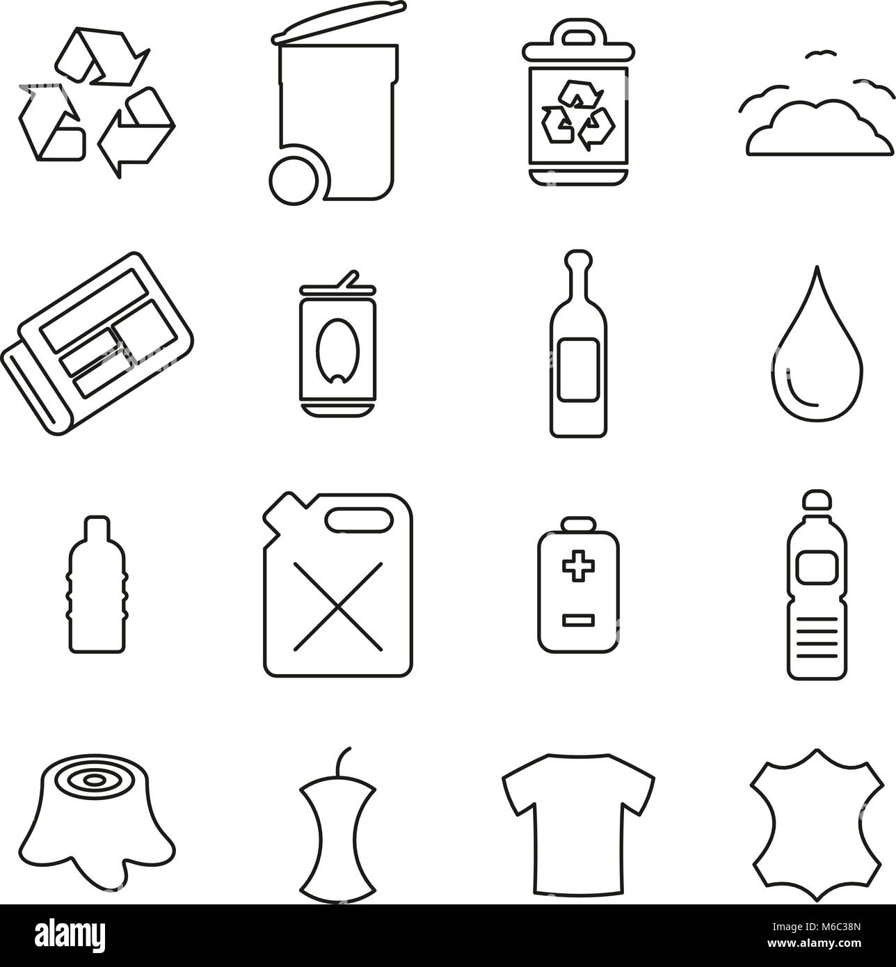 Recycling or Ecology Friendly Icons Thin Line Vector Illustration Set Stock Vector