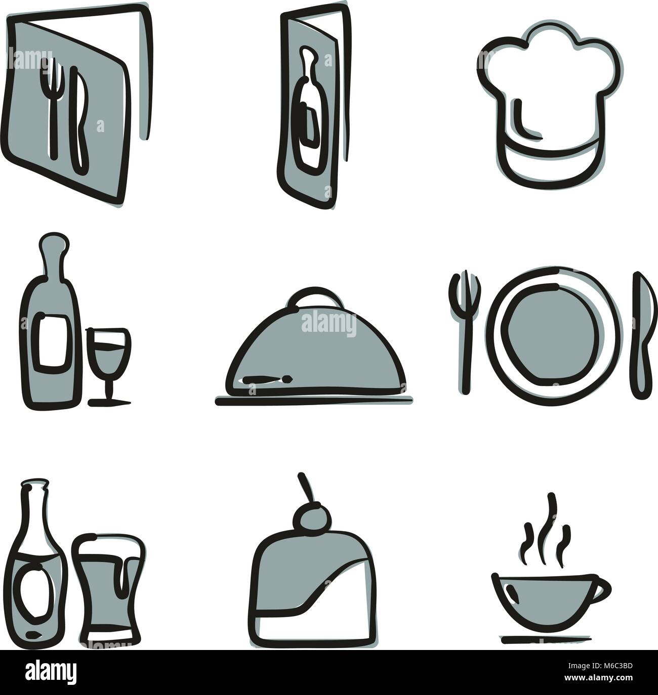 Restaurant Icons Freehand 2 Color Stock Vector Image & Art - Alamy
