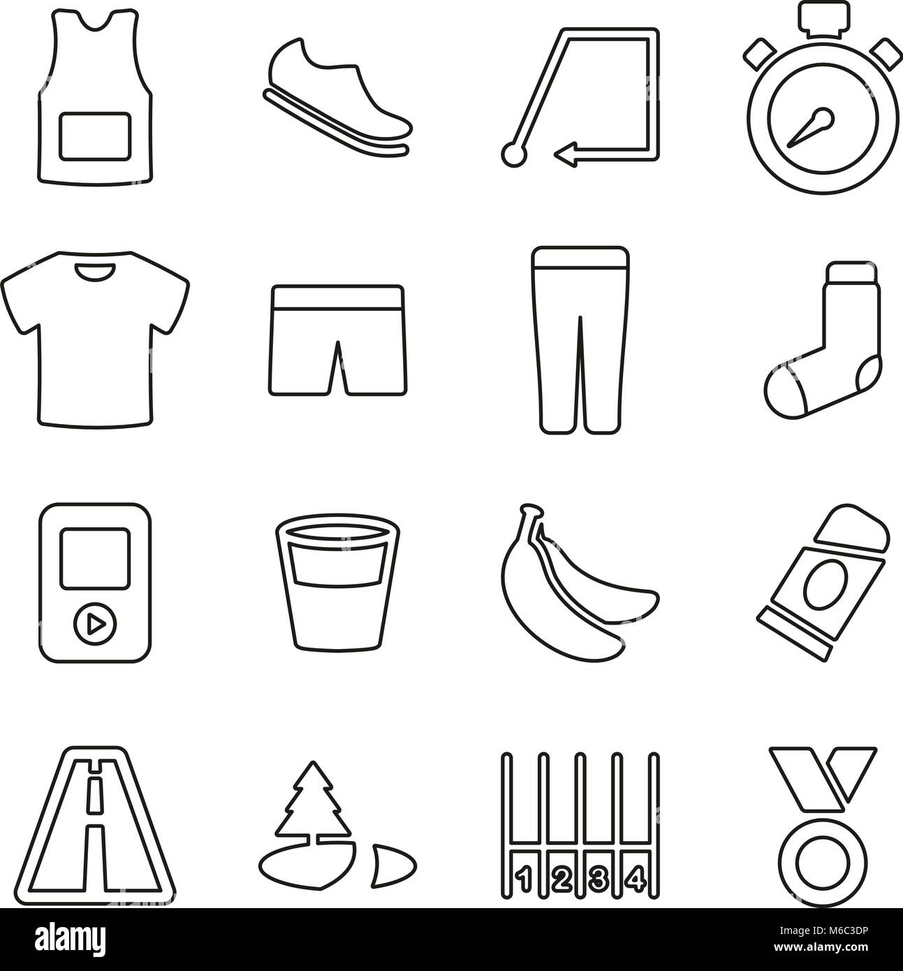 Running or Marathon Icons Thin Line Vector Illustration Set Stock ...