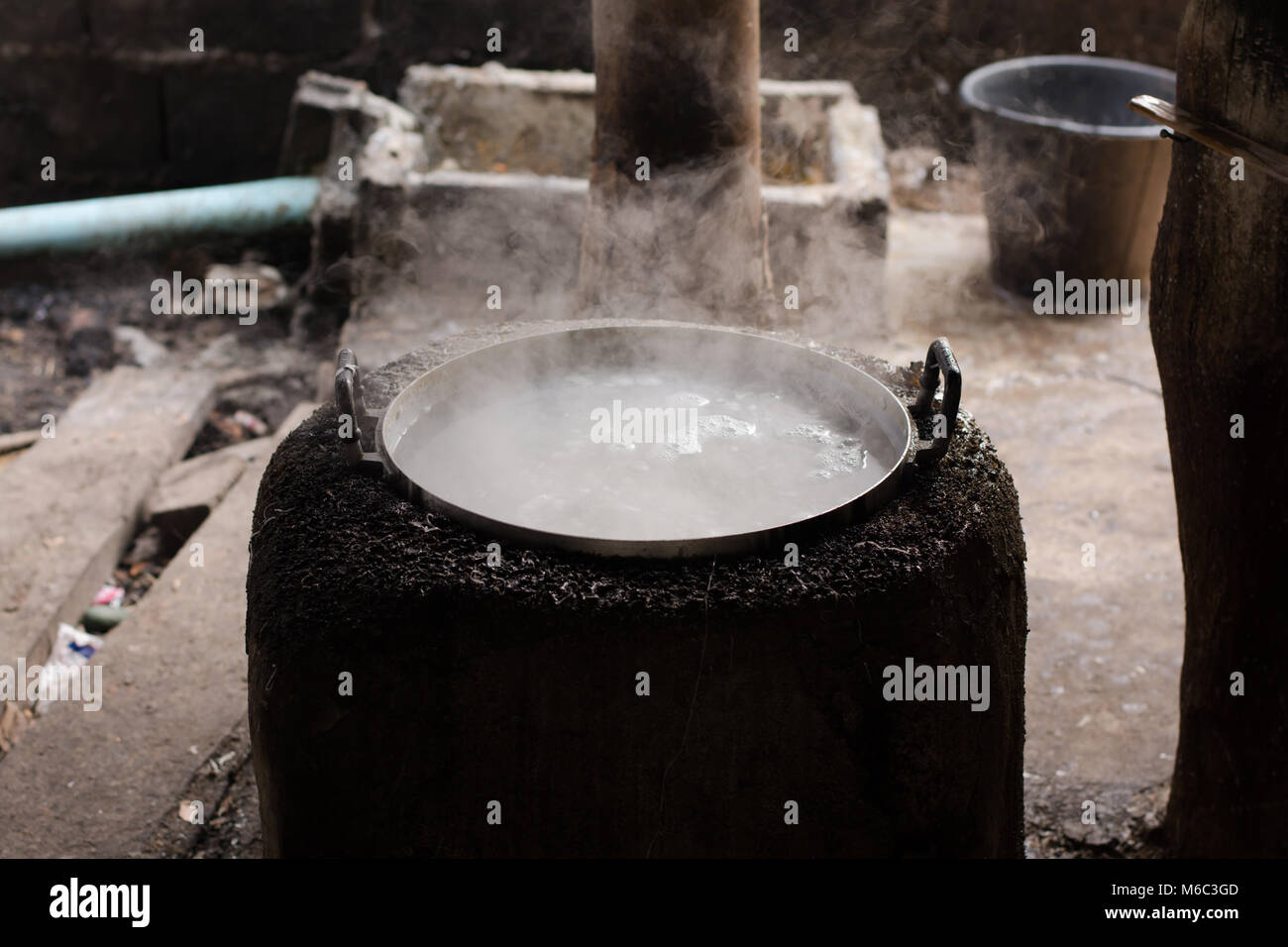 Old cast iron boiling water Stock Photo Alamy
