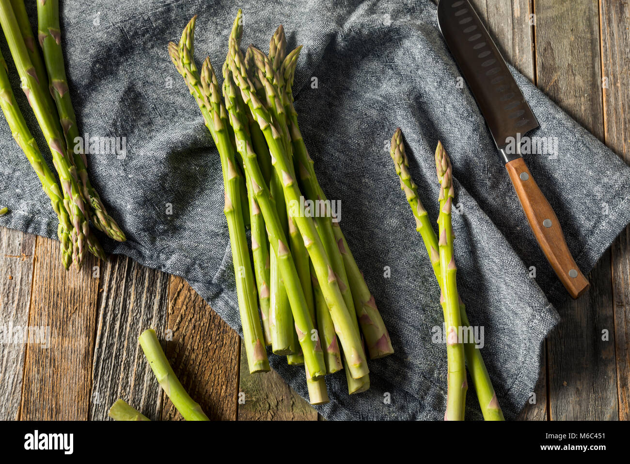 Healthy Organic Green Asparagus Stalks Ready to Cook Stock Photo