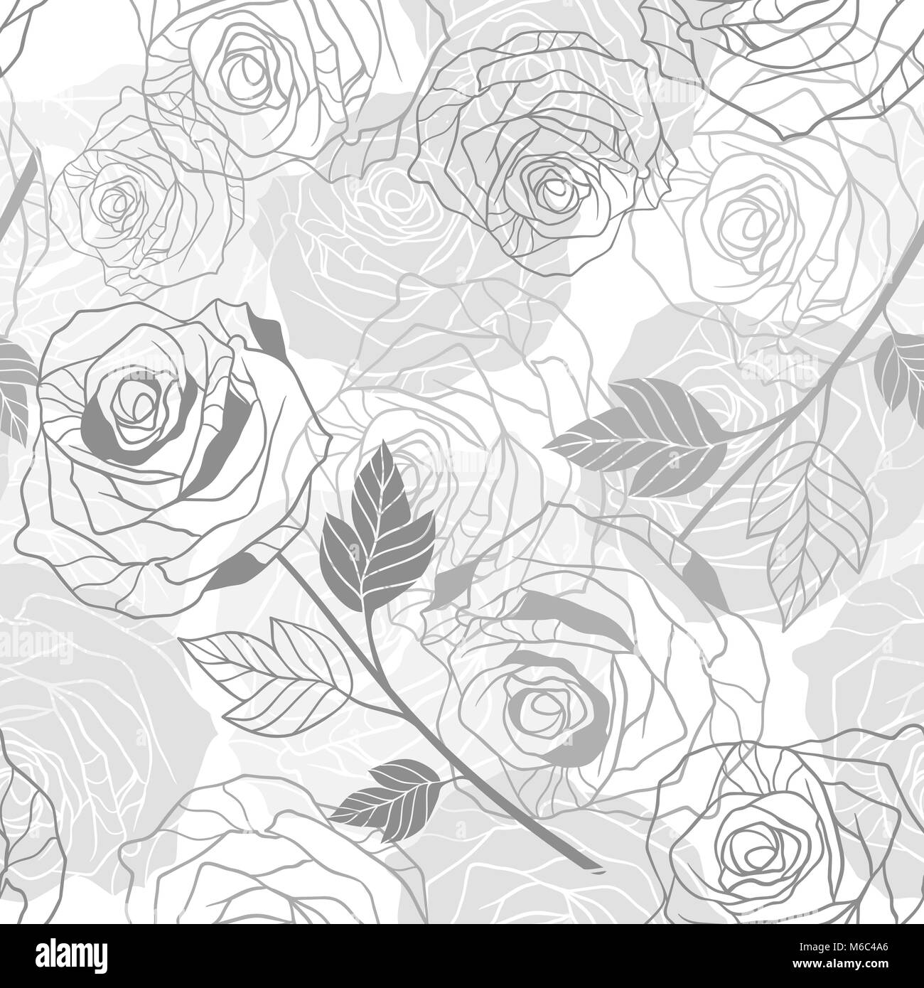 Floral background with roses. Vector seamless pattern Stock Vector