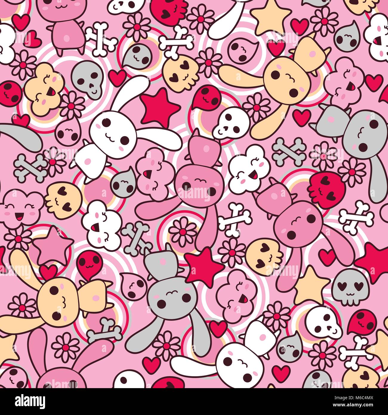 Seamless pattern with kawaii doodle Stock Vector Image & Art - Alamy
