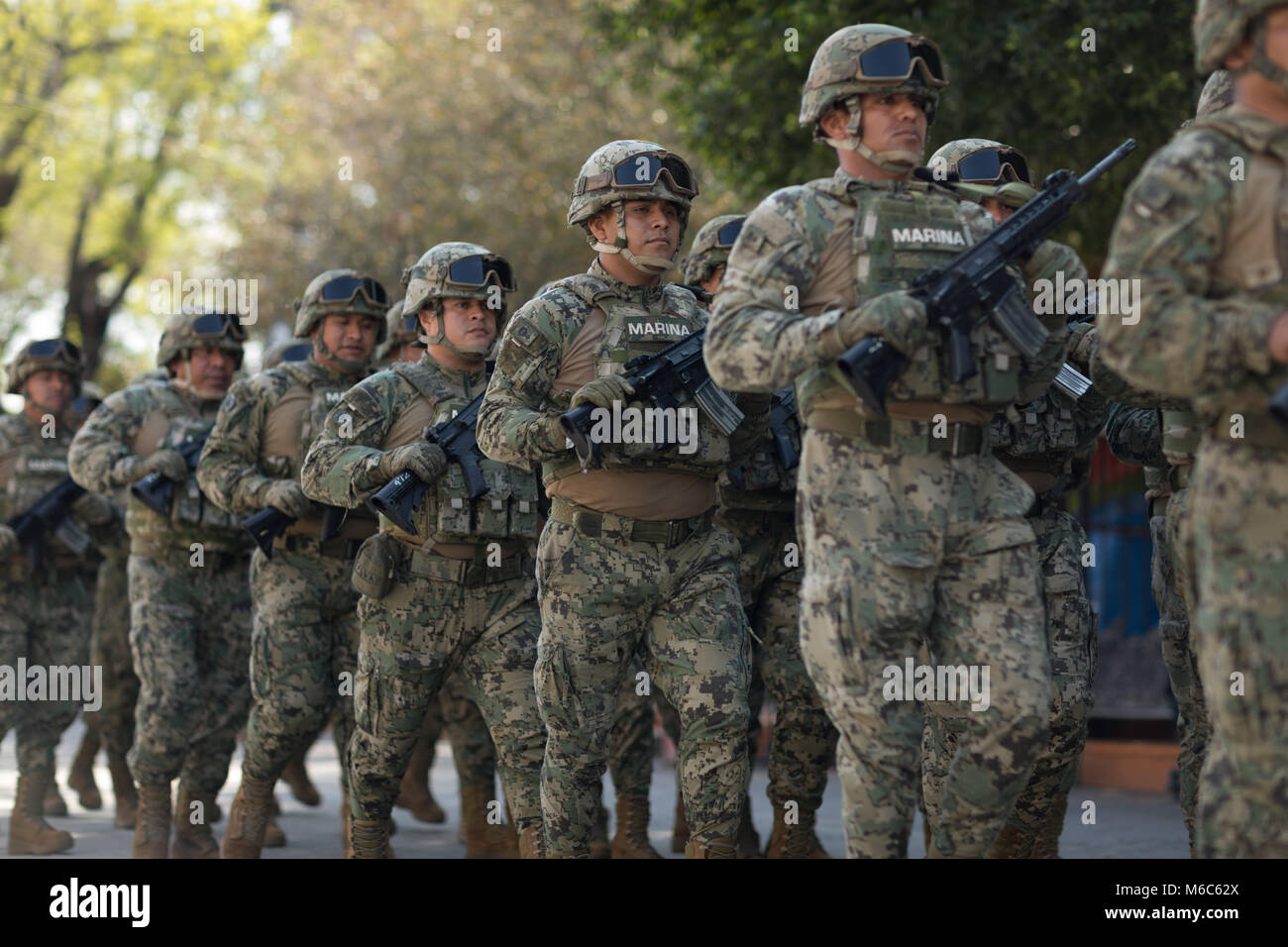 Matamoros, Tamaulipas, Mexico - February 24, 2018: Mexican armed forces during operations in north easthern Mexico. Stock Photo