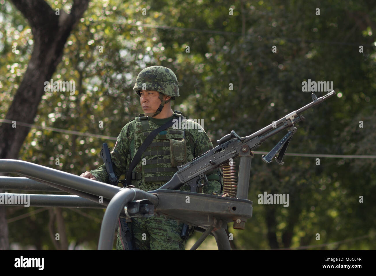 Matamoros, Tamaulipas, Mexico - February 24, 2018: Mexican armed forces during operations in north easthern Mexico. Stock Photo