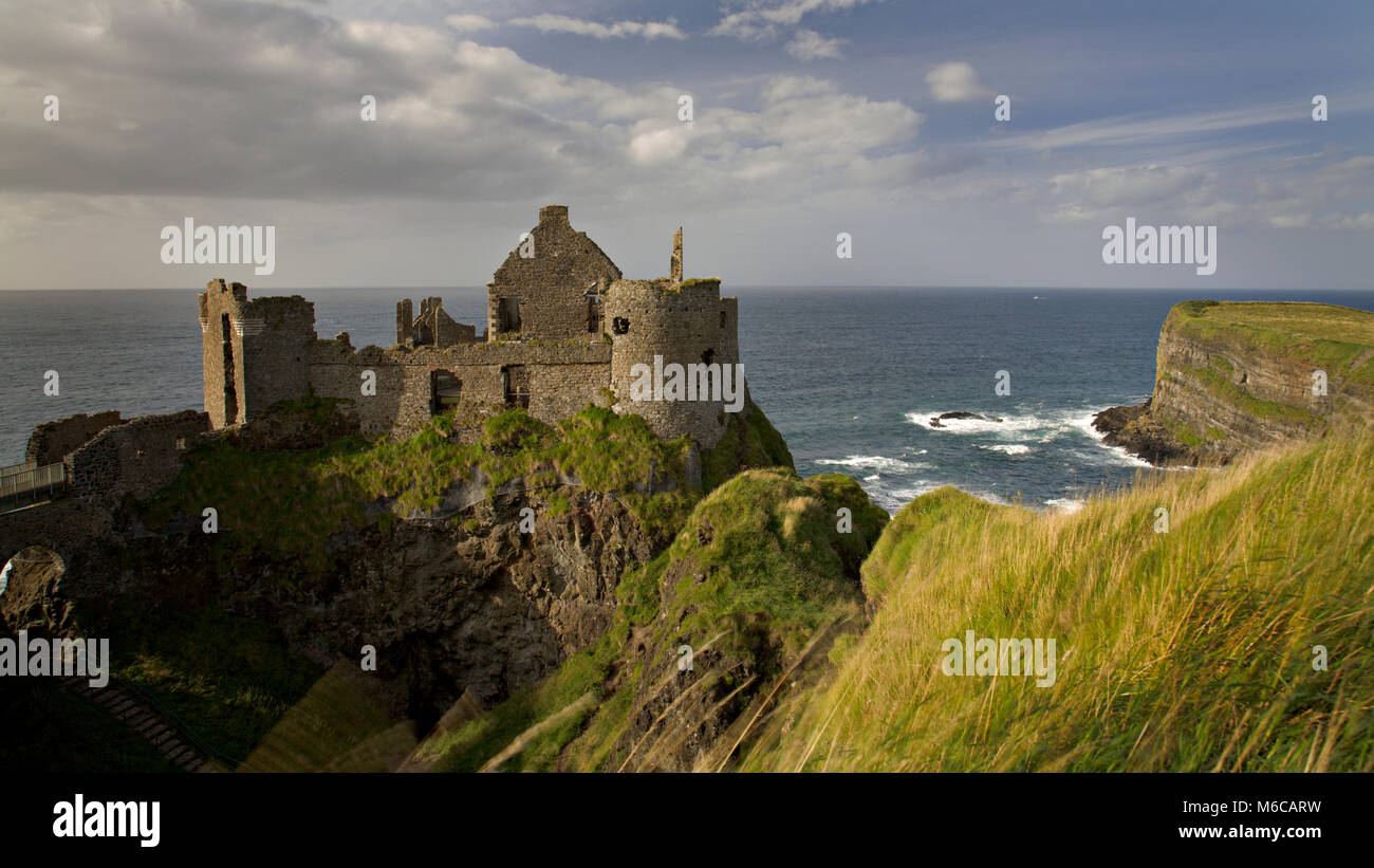 Ruins of Dunluce castle on the coast of Northern Ireland Stock Photo