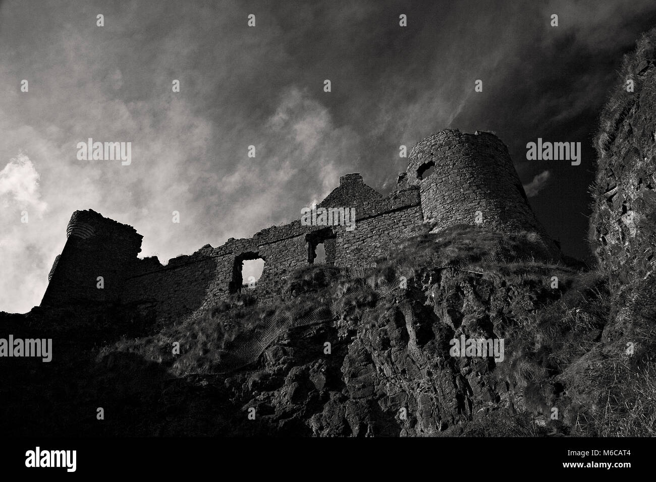 Ruins of Dunluce castle on the coast of Northern Ireland Stock Photo