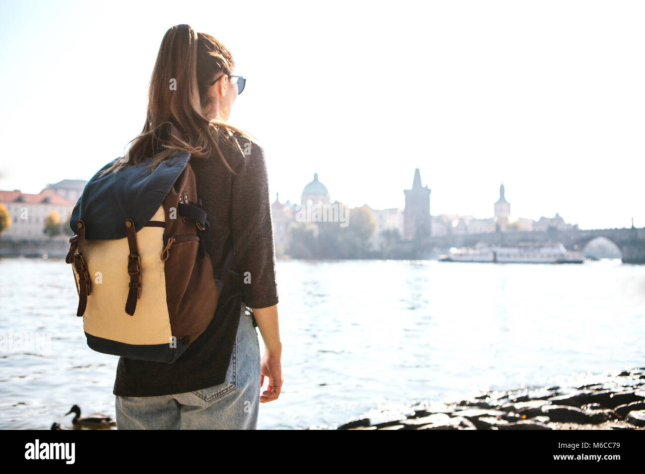 girl with a backpack