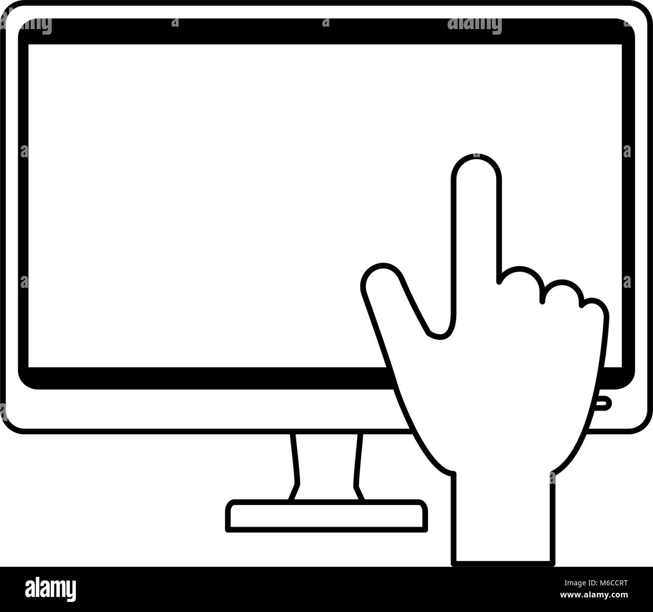 computer display with hand touching Stock Vector Image & Art - Alamy