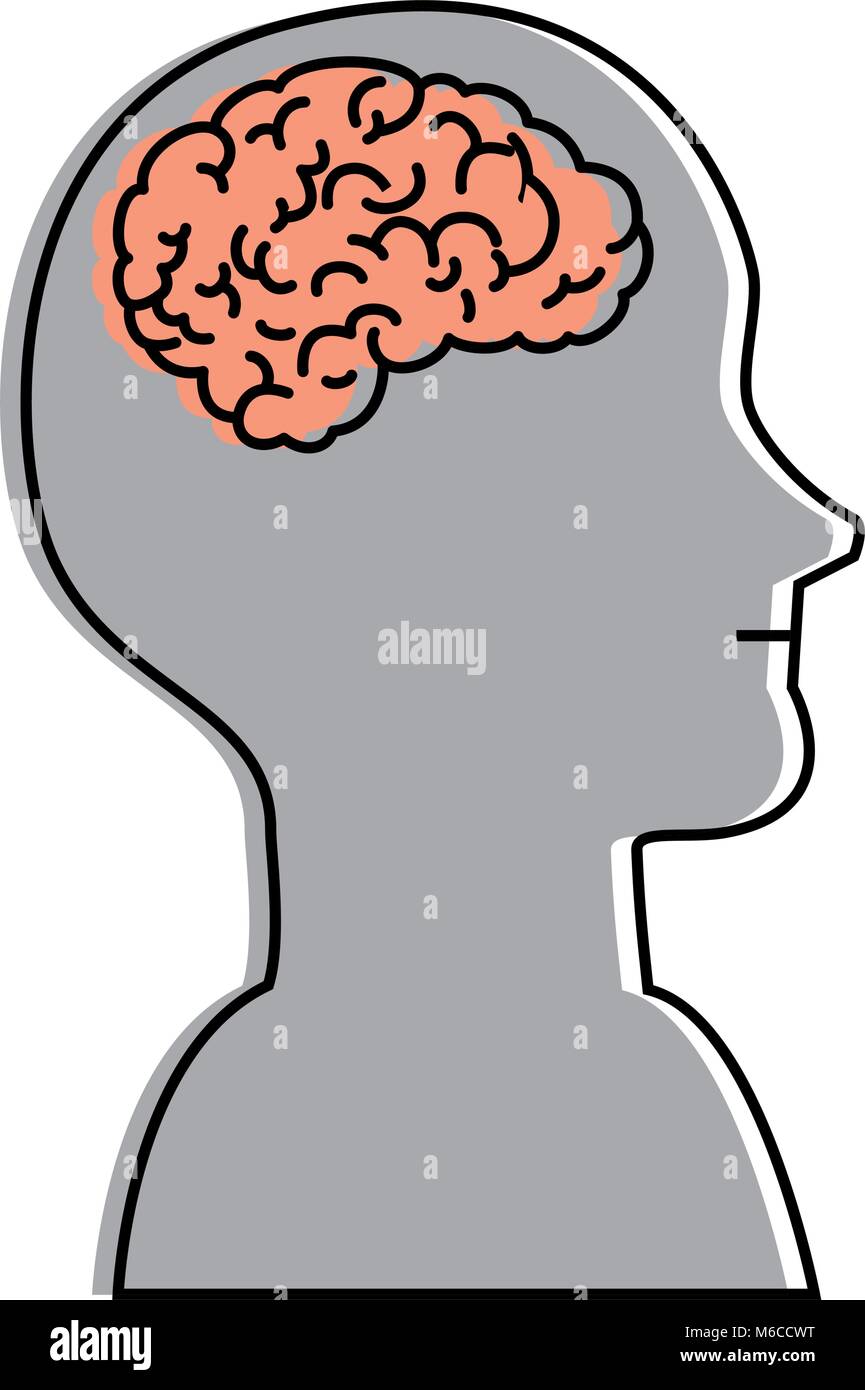 human profile with brain Stock Vector Image & Art - Alamy