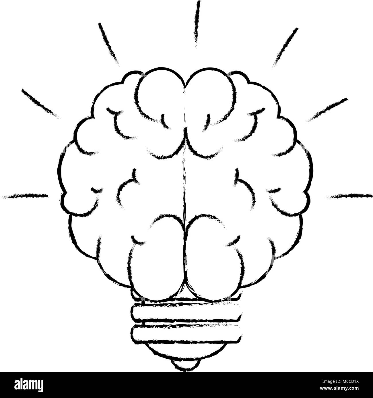 bulb light idea with brain Stock Vector Image & Art - Alamy