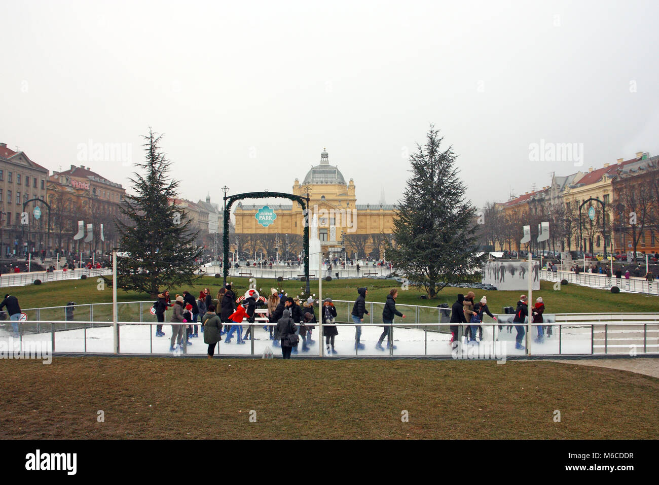 CROATIA ZAGREB, 18 DECEMBER 2016 Ice skating park in winter on King