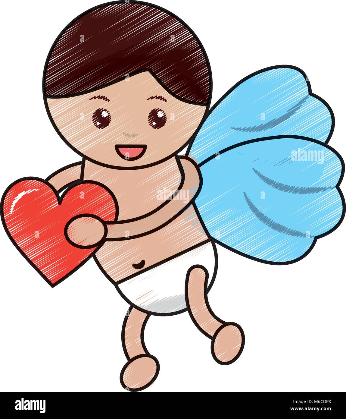cupid holding heart valentines day icon image  Stock Vector
