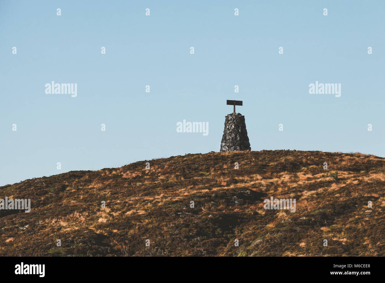 Dry Stone Cairn, Norway. Traditional Scandinavian old navigation sea mark Stock Photo