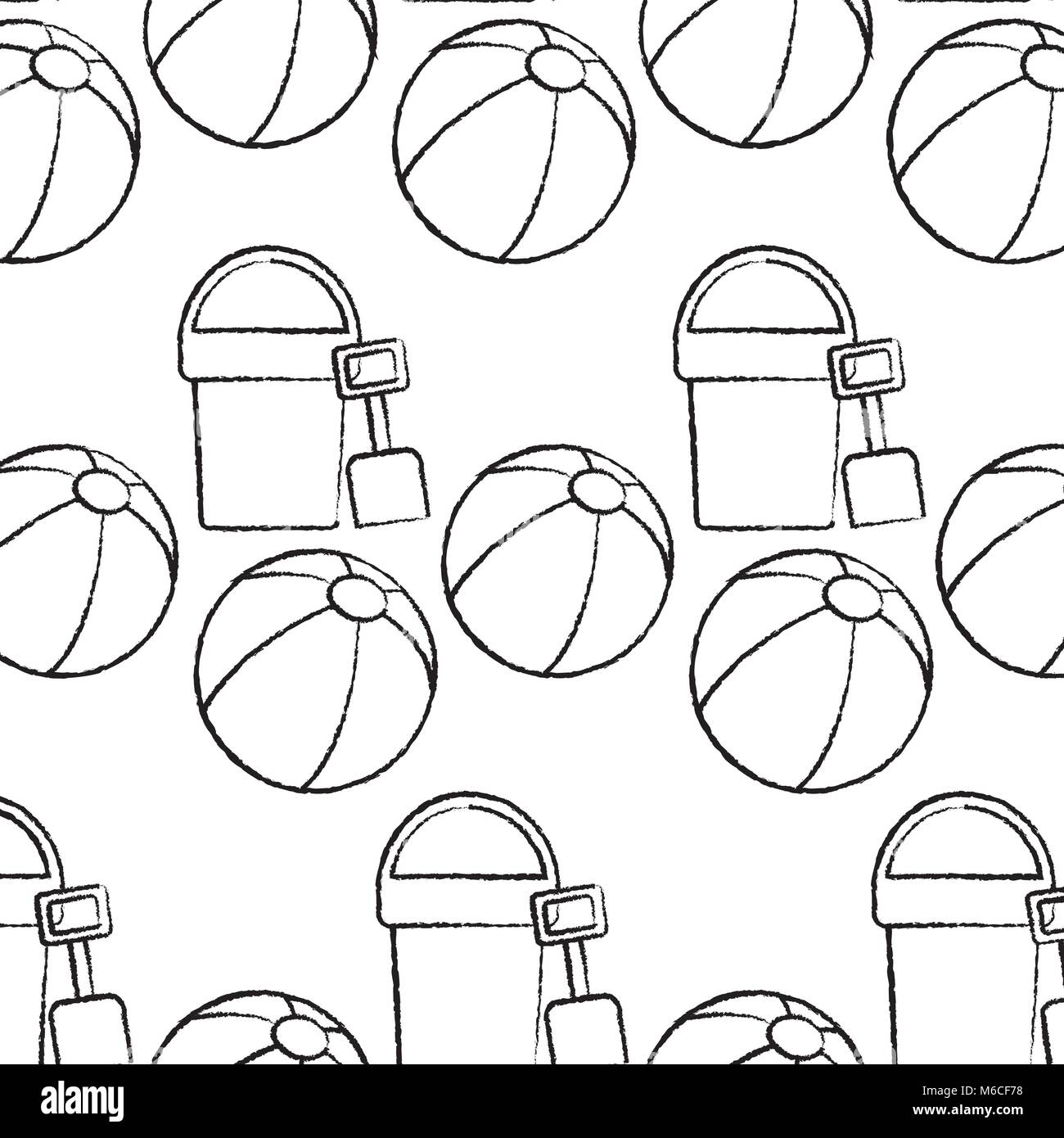 bucket shovel ball beach pattern image Stock Vector Image & Art Alamy