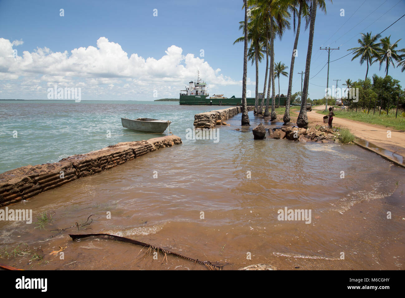 Saibai island king tide flooding Stock Photo