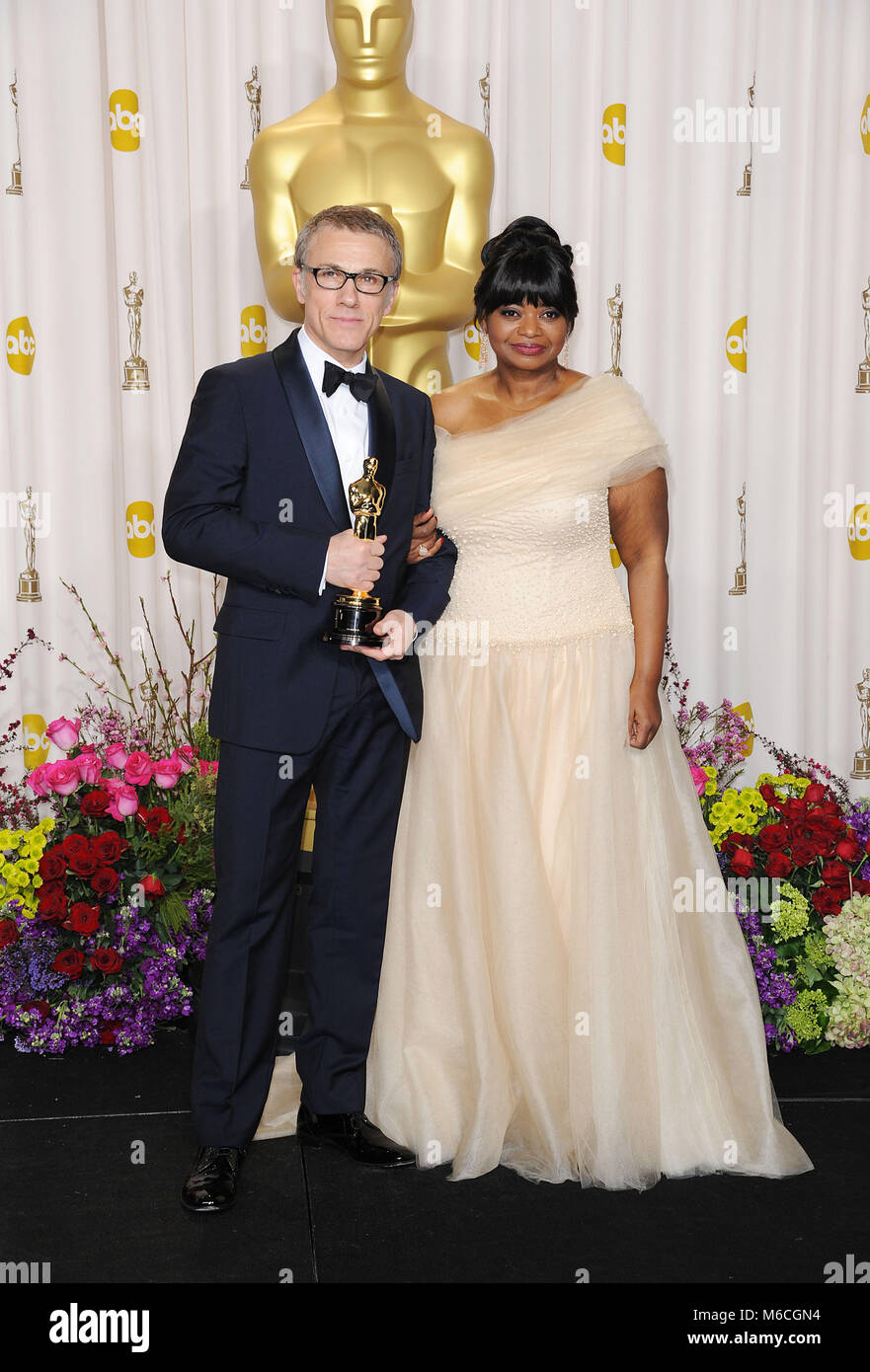 Christopher Waltz and Octavia Spencer 368 Press Room at the 85th