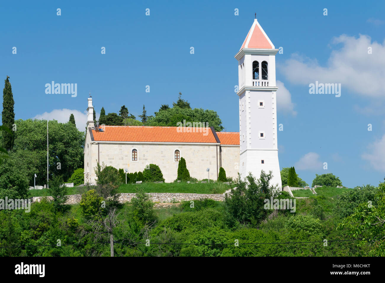 Church in Gradac, Northern Dalmatia, Lika-Senj County, Croatia Stock Photo
