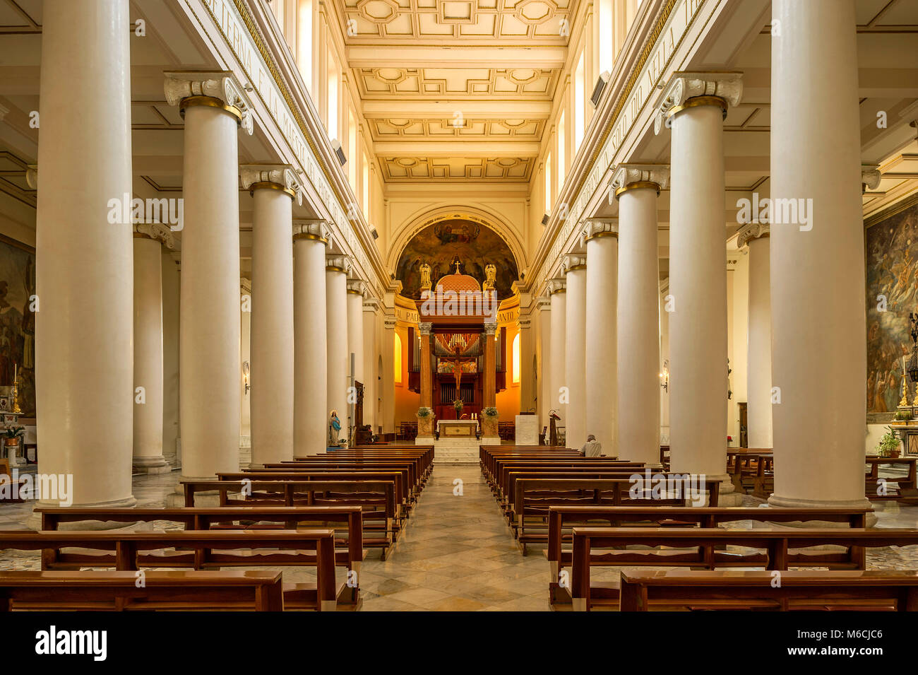 Nave, interior, Classicistic Cathedral of the Holy Trinity, Cattedrale della Santissima Trinita, Piazza Gabriele Pepe Stock Photo