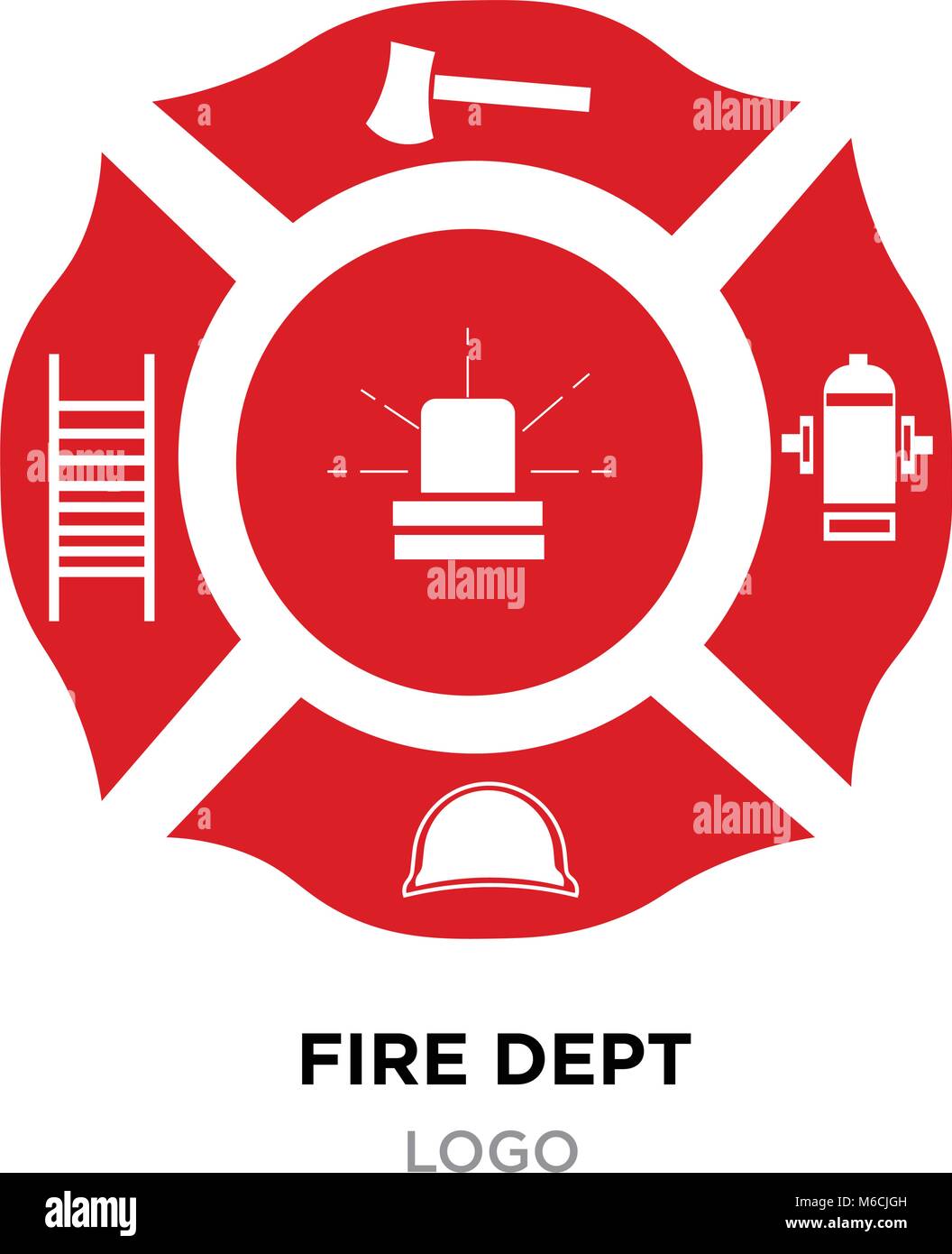 fire dept logo, Helmet, Axe Vector Illustration isolated on white