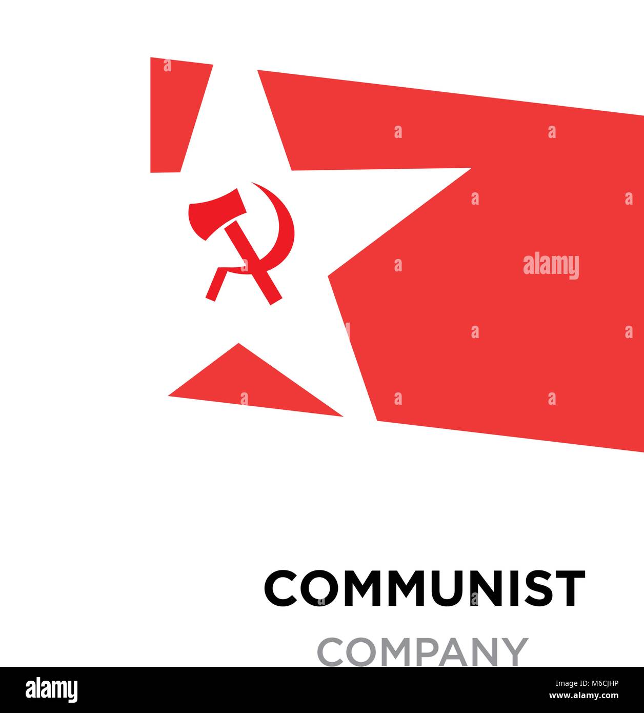 communist logo,USSR communism icon with red hammer and sickle. socialism symbol inside white star Stock Vector