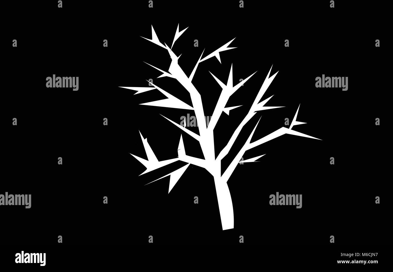 white mesquite tree silhouette on black background Stock Vector Image