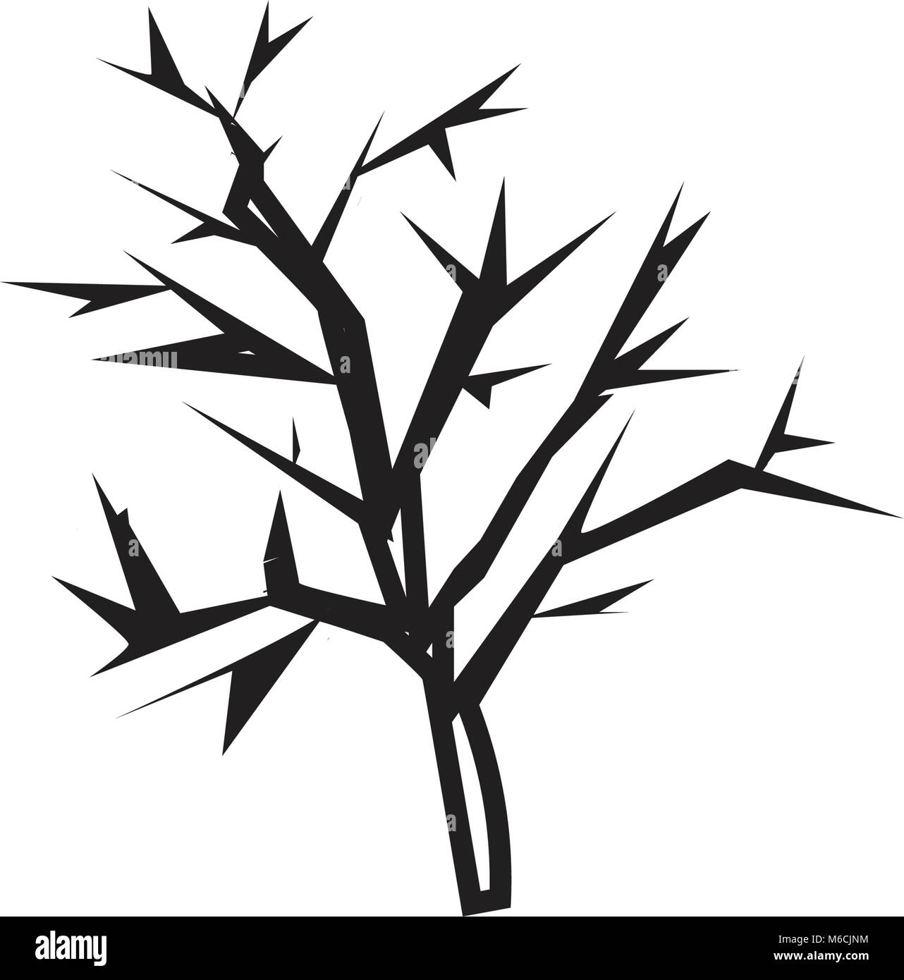 mesquite tree silhouette outline on white background Stock Vector Image
