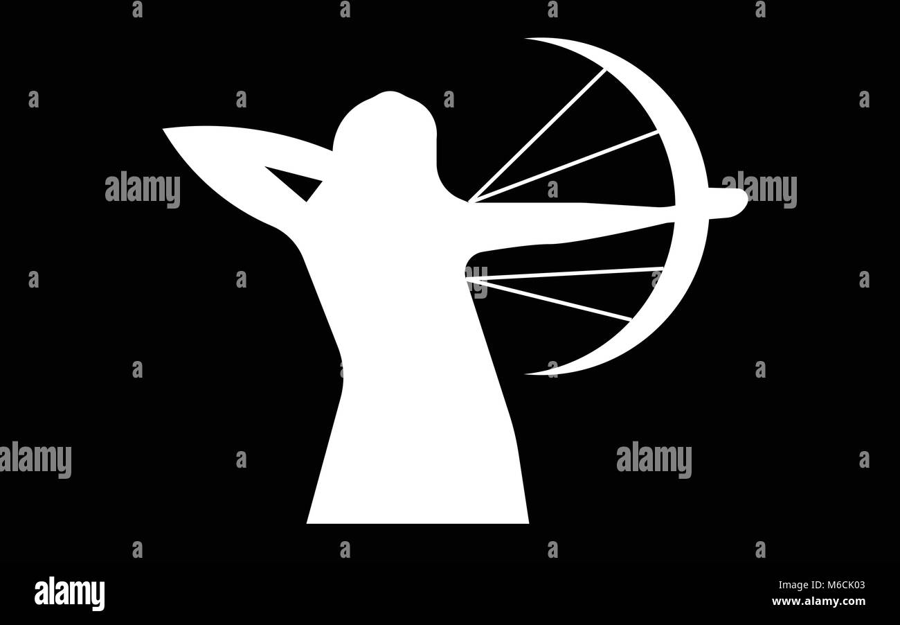 white compound bow silhouette on black background Stock Vector