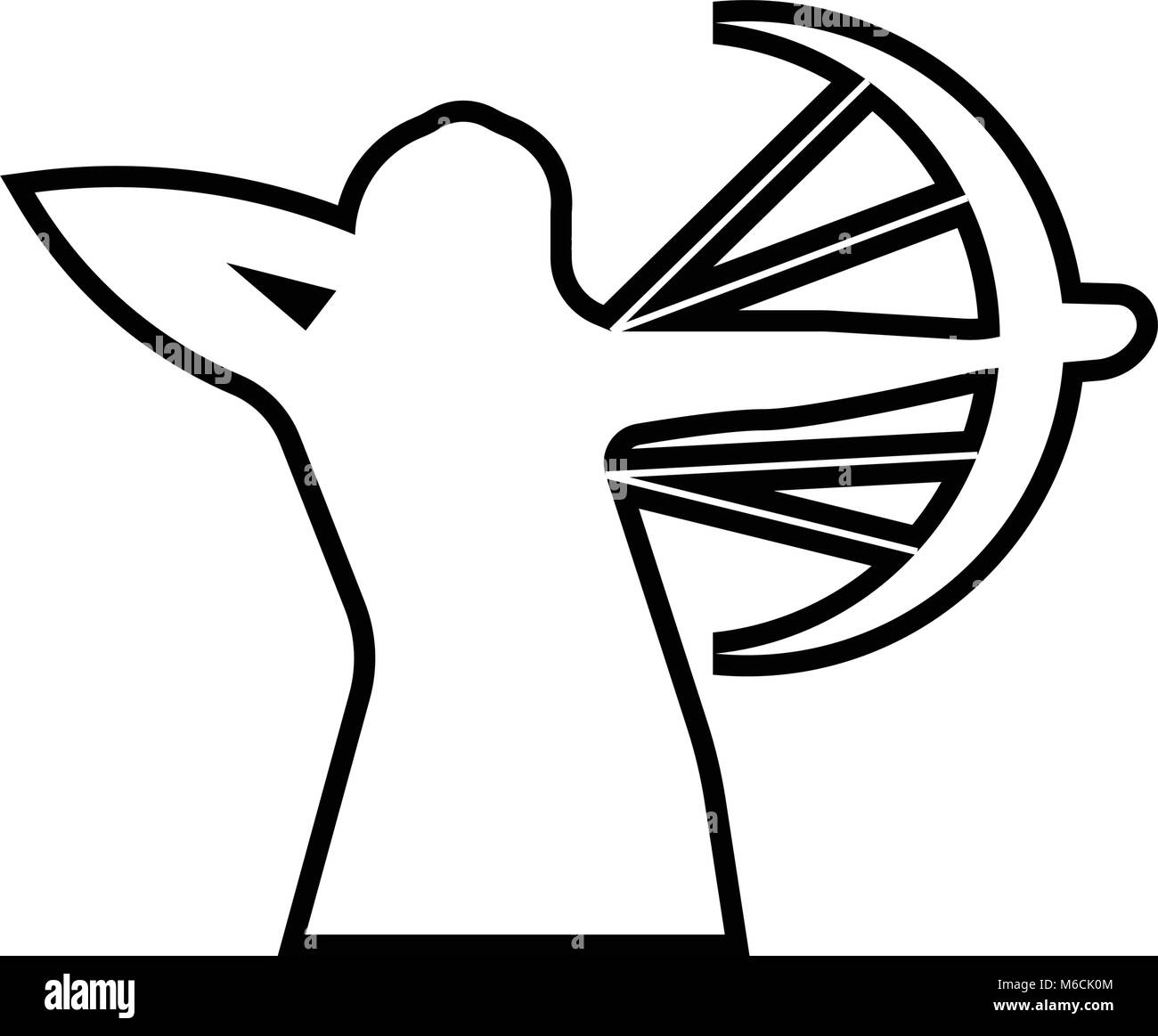 compound bow silhouette outline on white background Stock Vector