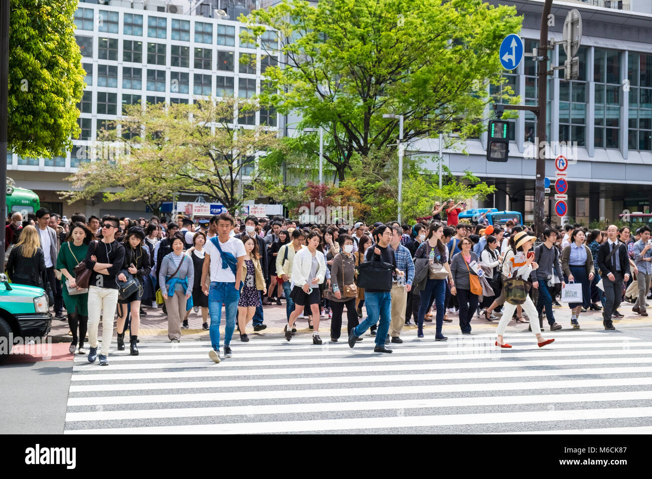 Shibuya Crossing, Tokyo, Japan - crowded pedestrian crossing Stock Photo