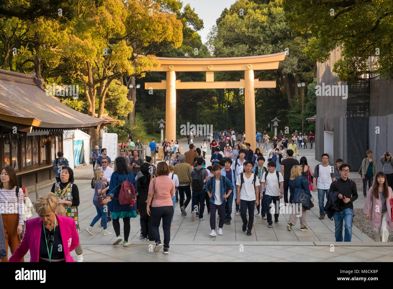 Crowds in Emperor Meiji Park (Meiji-jingu), Tokyo, Japan Stock Photo