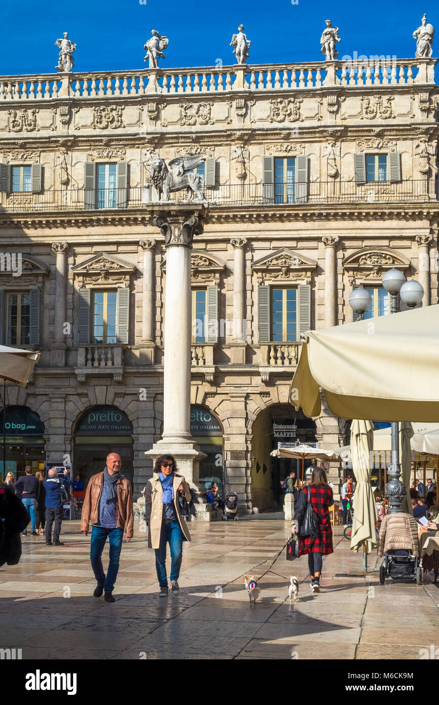 Piazza delle Erbe, Verona, Italy Stock Photo