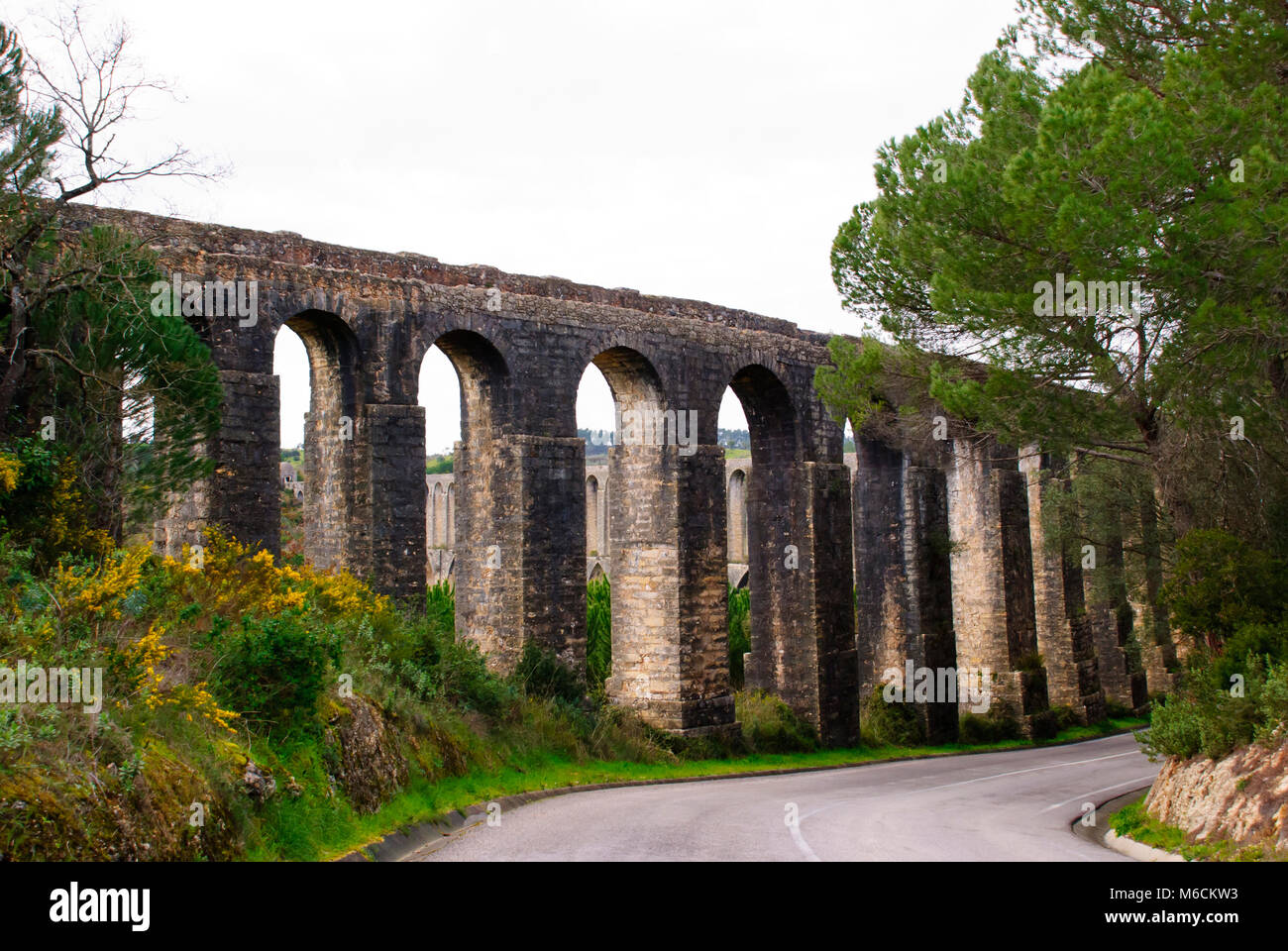 Arches of aqueduct, Tomar, Portugal Stock Photo