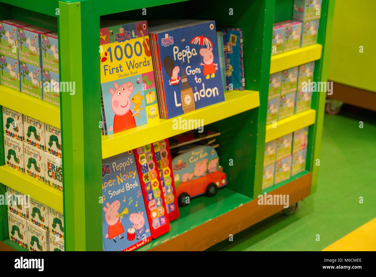 Childrens books, kids books, kid,child Peppa Pig books on Display in a  bookshop, London UK, education concept Stock Photo - Alamy