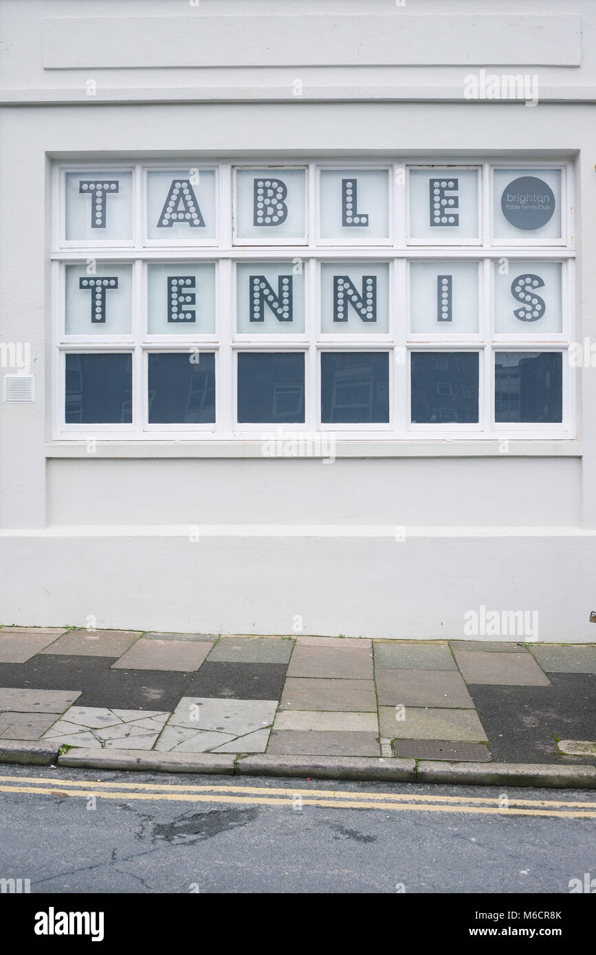 details from inside the Brighton and hove table tennis club, with bats