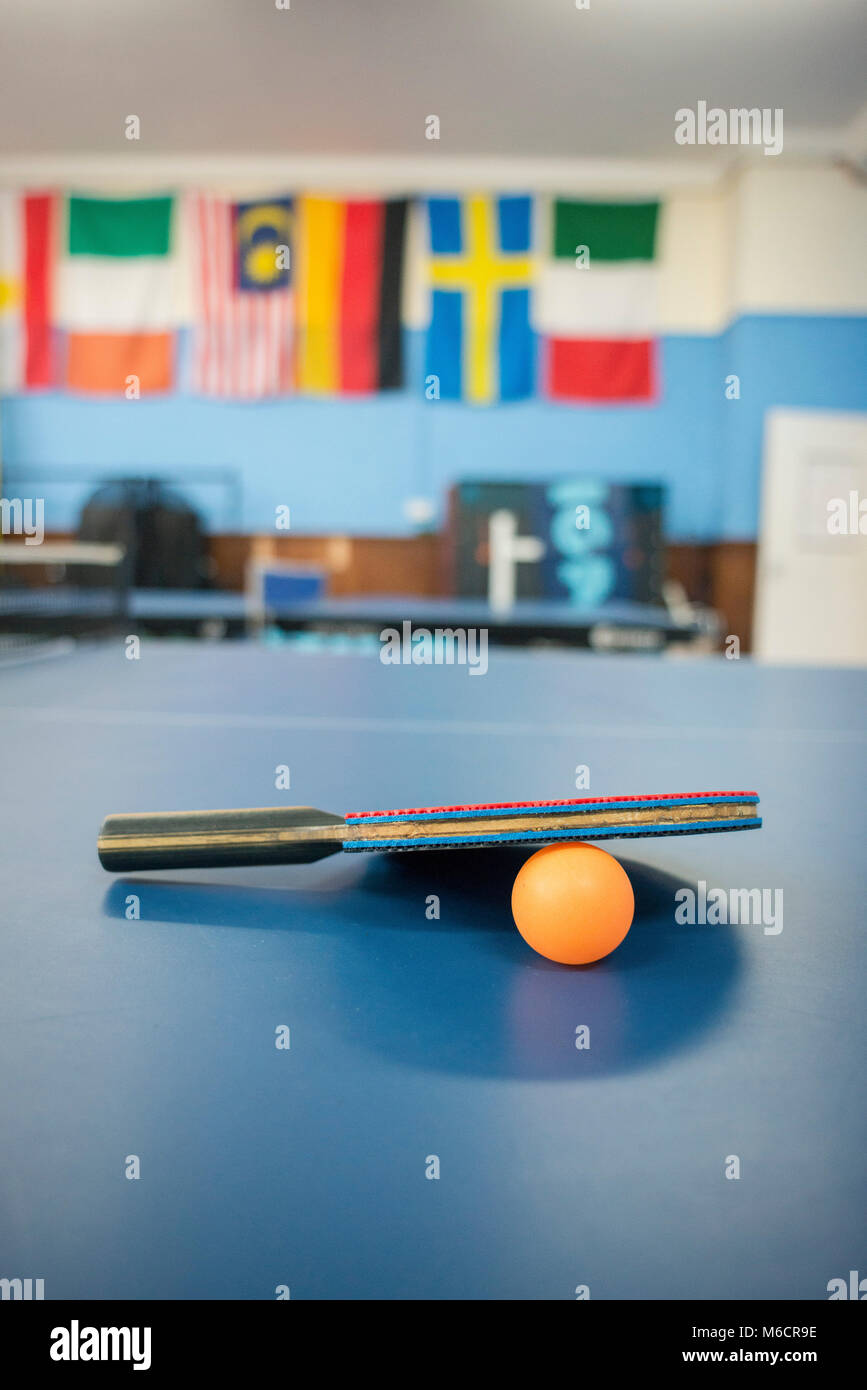 details from inside the Brighton and hove table tennis club, with bats