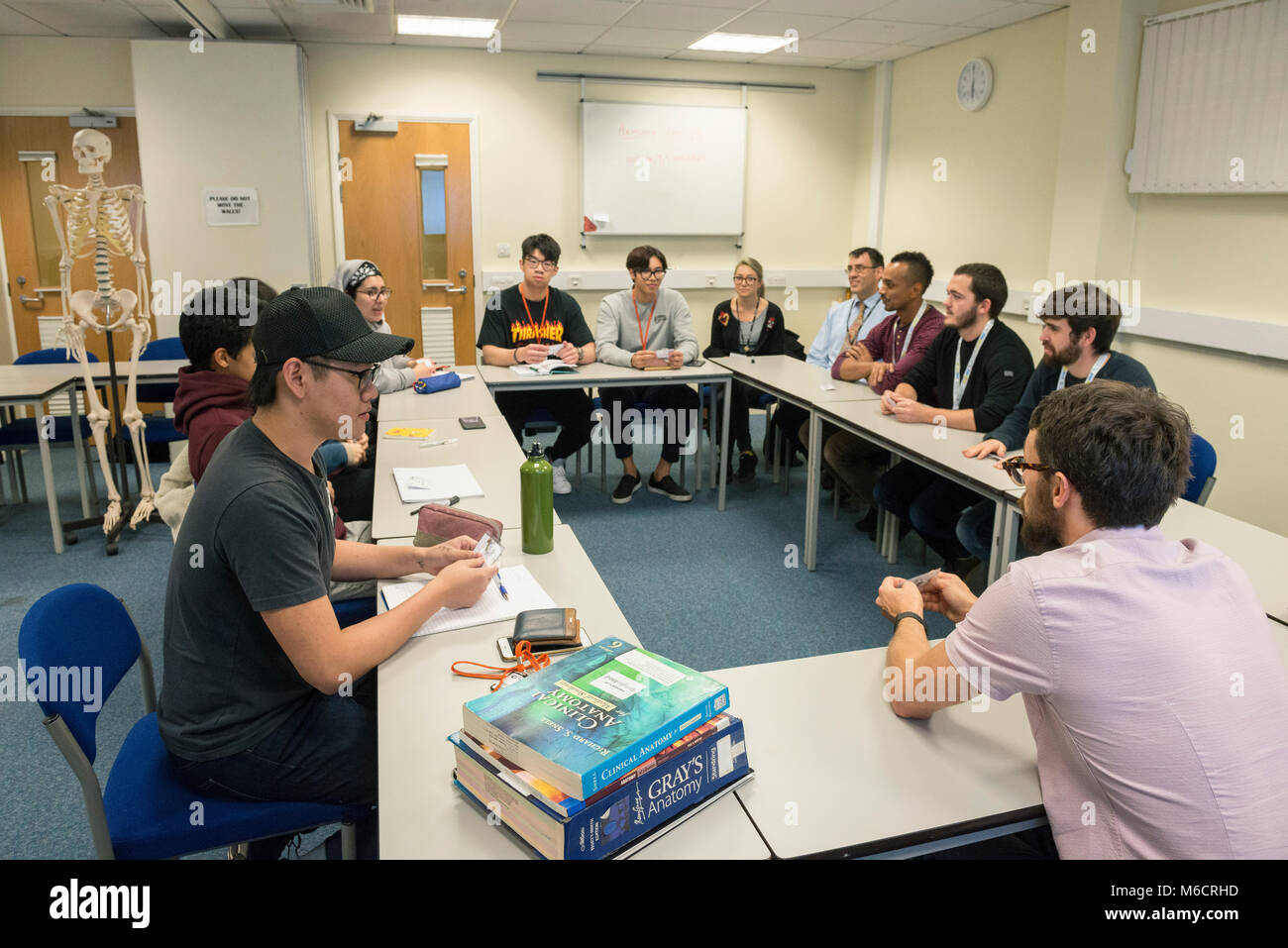 international students learn in a classroom all about the human anatomy ...
