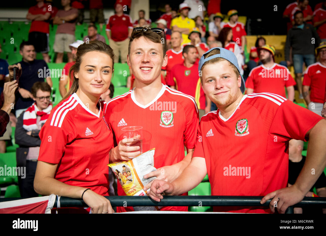 Welsh football fans Stock Photo