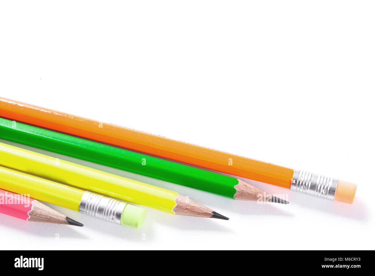Colorful pencils, Lead pencils isolated on white. Stock Photo