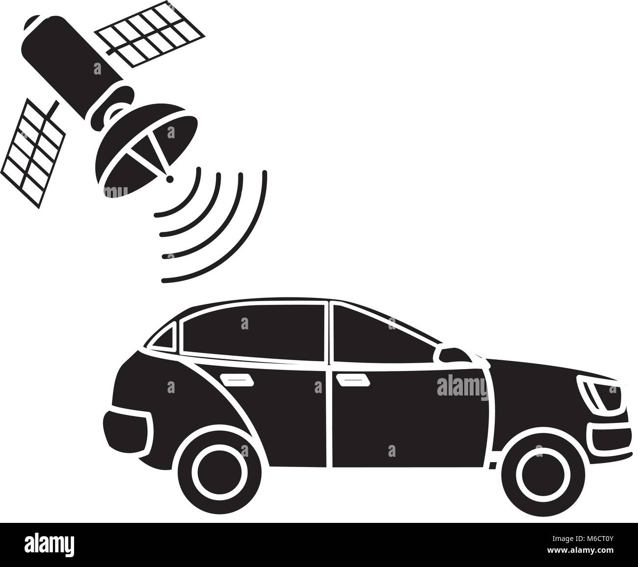 silhouette car tranport with satellite wifi connection Stock Vector