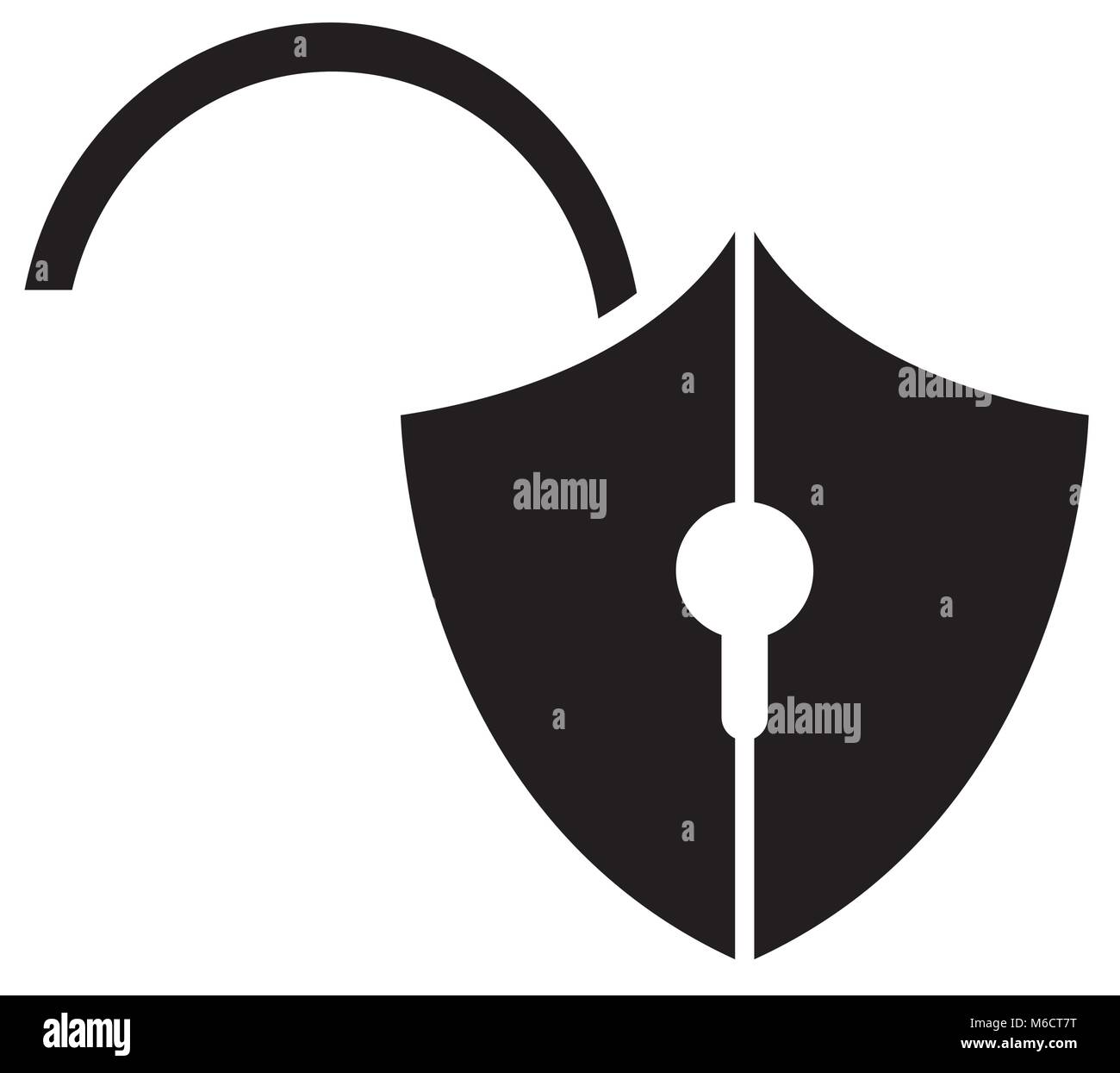 silhouette open padlock shield security protection Stock Vector Image ...