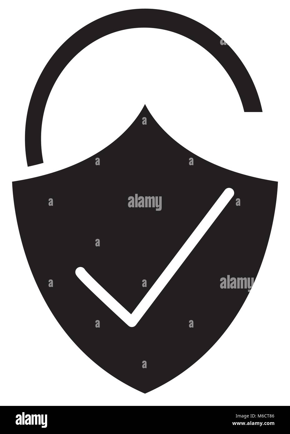 silhouette open padlock shield with good protection Stock Vector Image ...