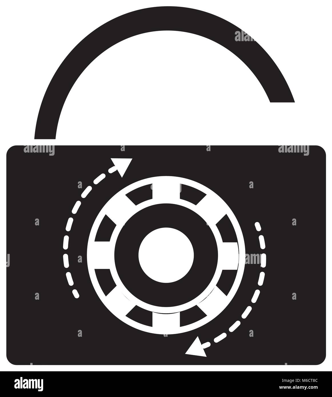 silhouette open padlock object with password protection Stock Vector ...