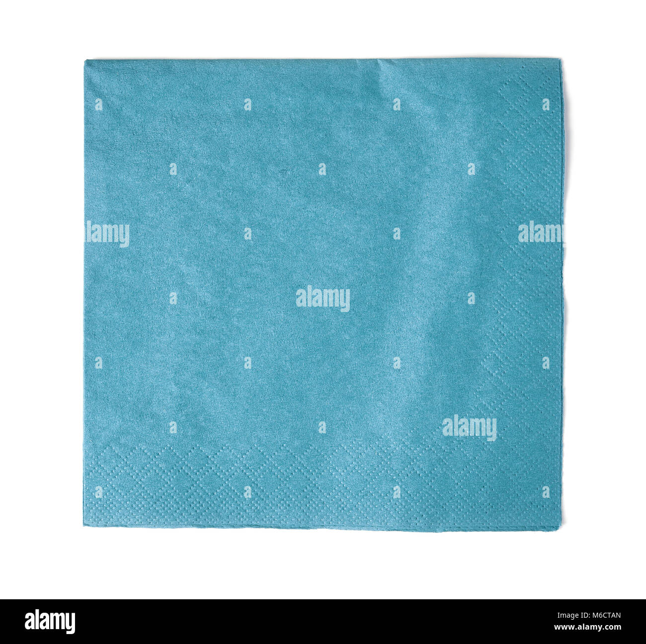 Light blue paper napkin isolated on white background; top view Stock