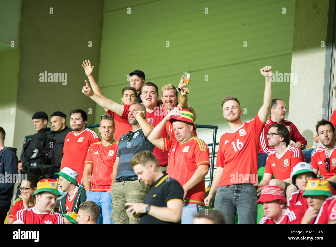 wales fans enjoy themselves in moldova Stock Photo