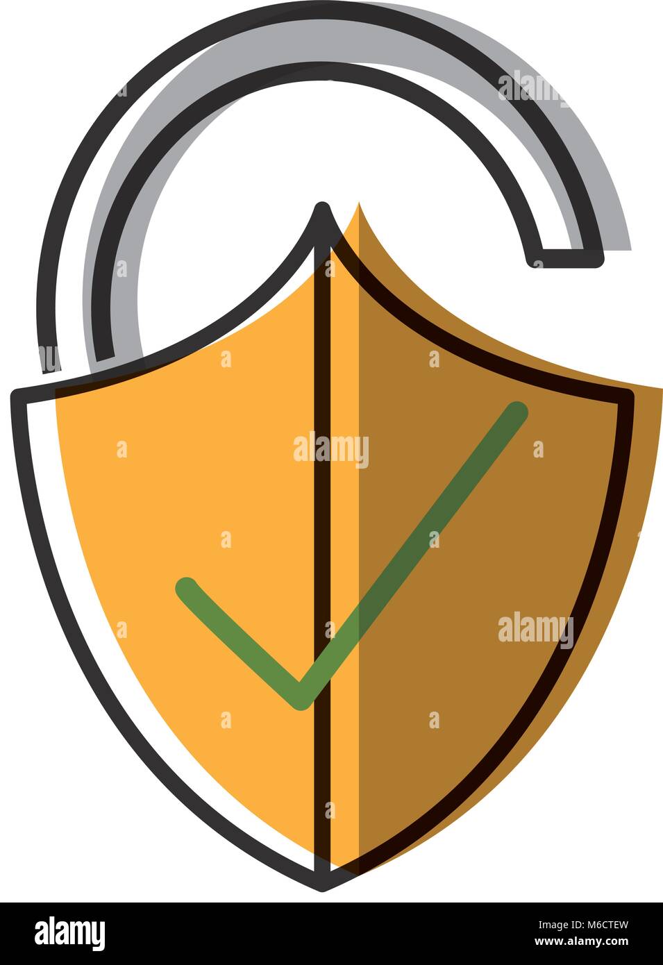 moved color open padlock shield with good protection Stock Vector Image ...