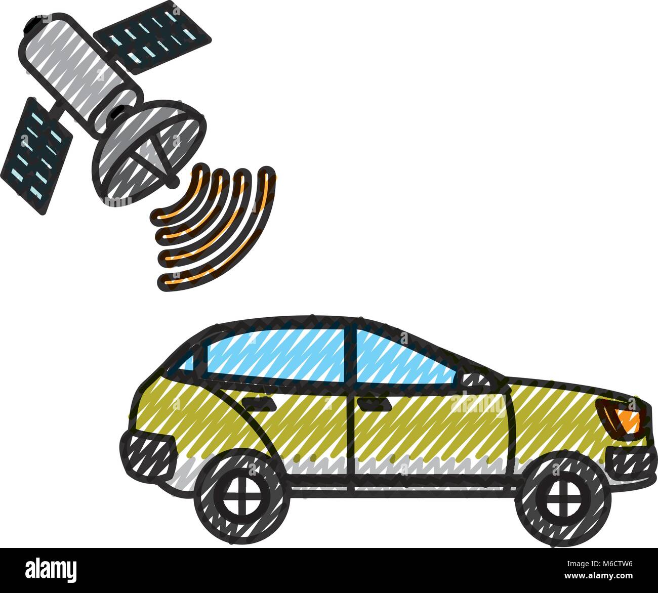 grated car tranport with satellite wifi connection Stock Vector