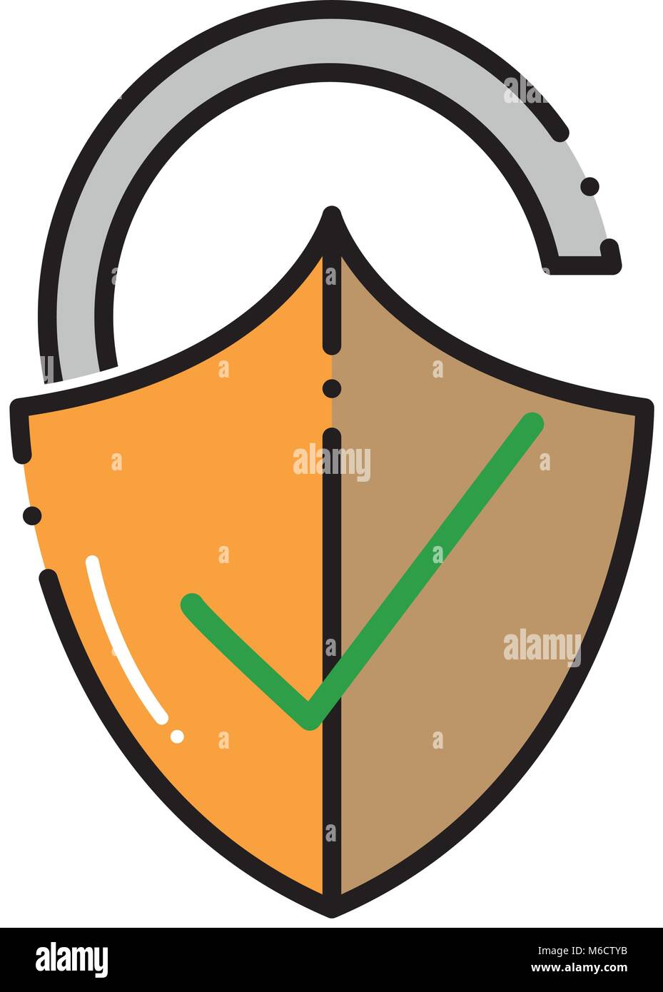 dashed line open padlock shield with good protection Stock Vector Image ...