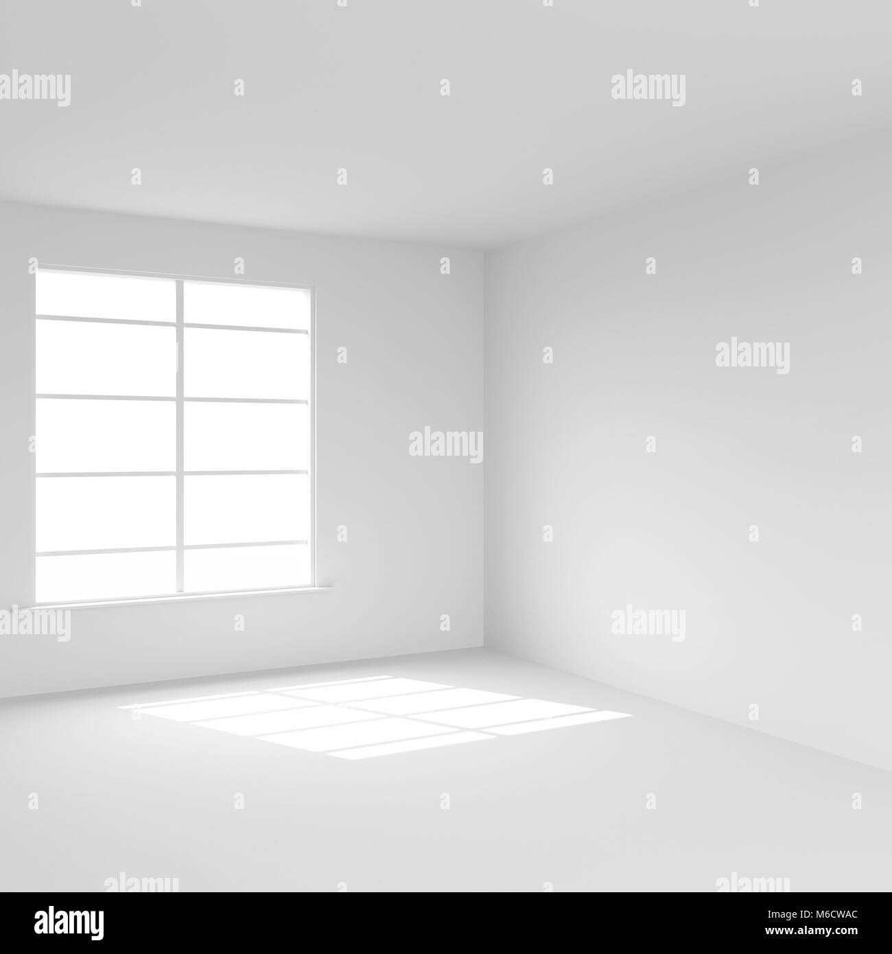 White room with window 3D render Stock Photo